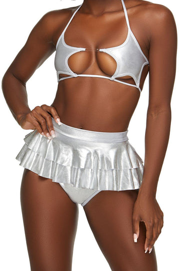 Faldas plateadas de dos niveles